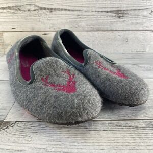 LIVING KITZBUHEL Shoes Womens EU 41 US 10 Gray Pink Wool Slippers Deer Head
